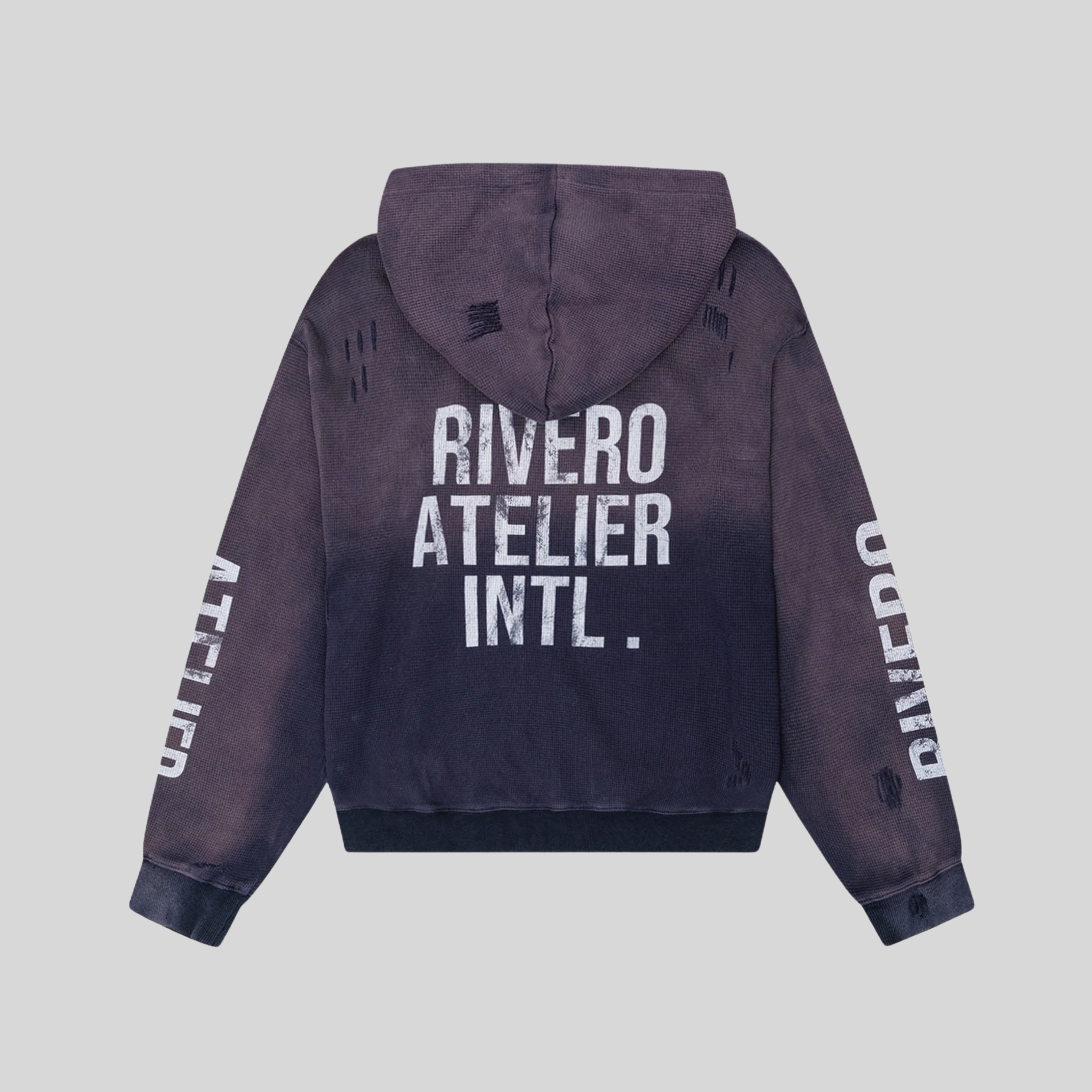 WAFFLE ZIP HOODIE NAVY RIVERO