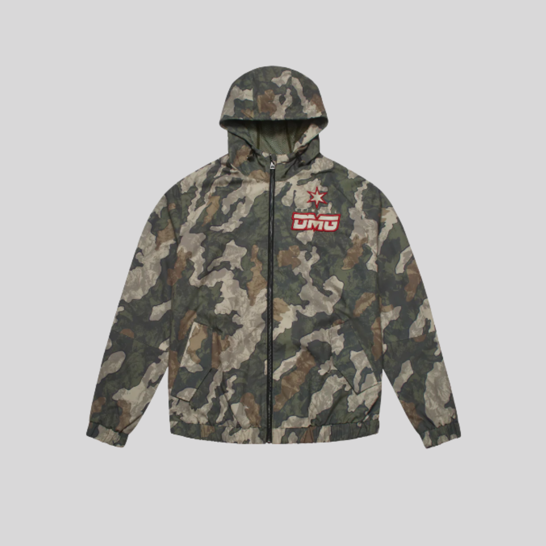 CAMO NYLON JACKET GREEN / RED CRIMINAL DAMAGE
