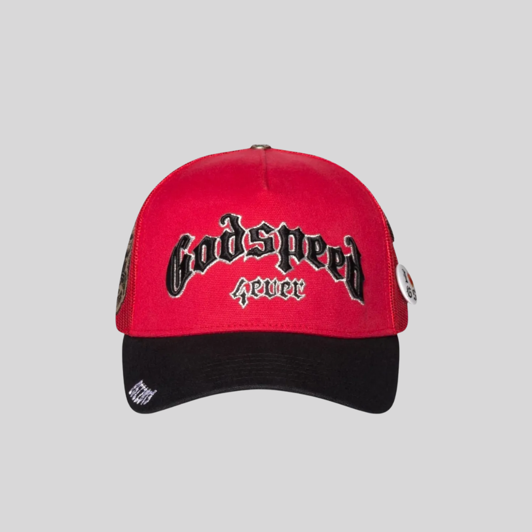 GS FOREVER TRUCKER HAT RED BLACK