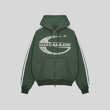 IMPERIAL WASHED GREEN ZIP UP HOODIE GODMADE