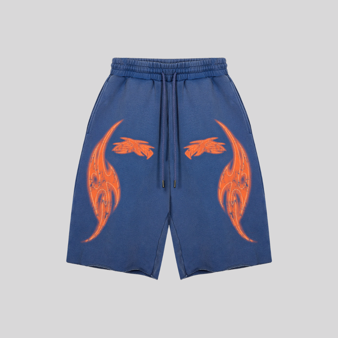 VIVID THREE QUARTERS WASHED BLUE SHORTS GODMADE