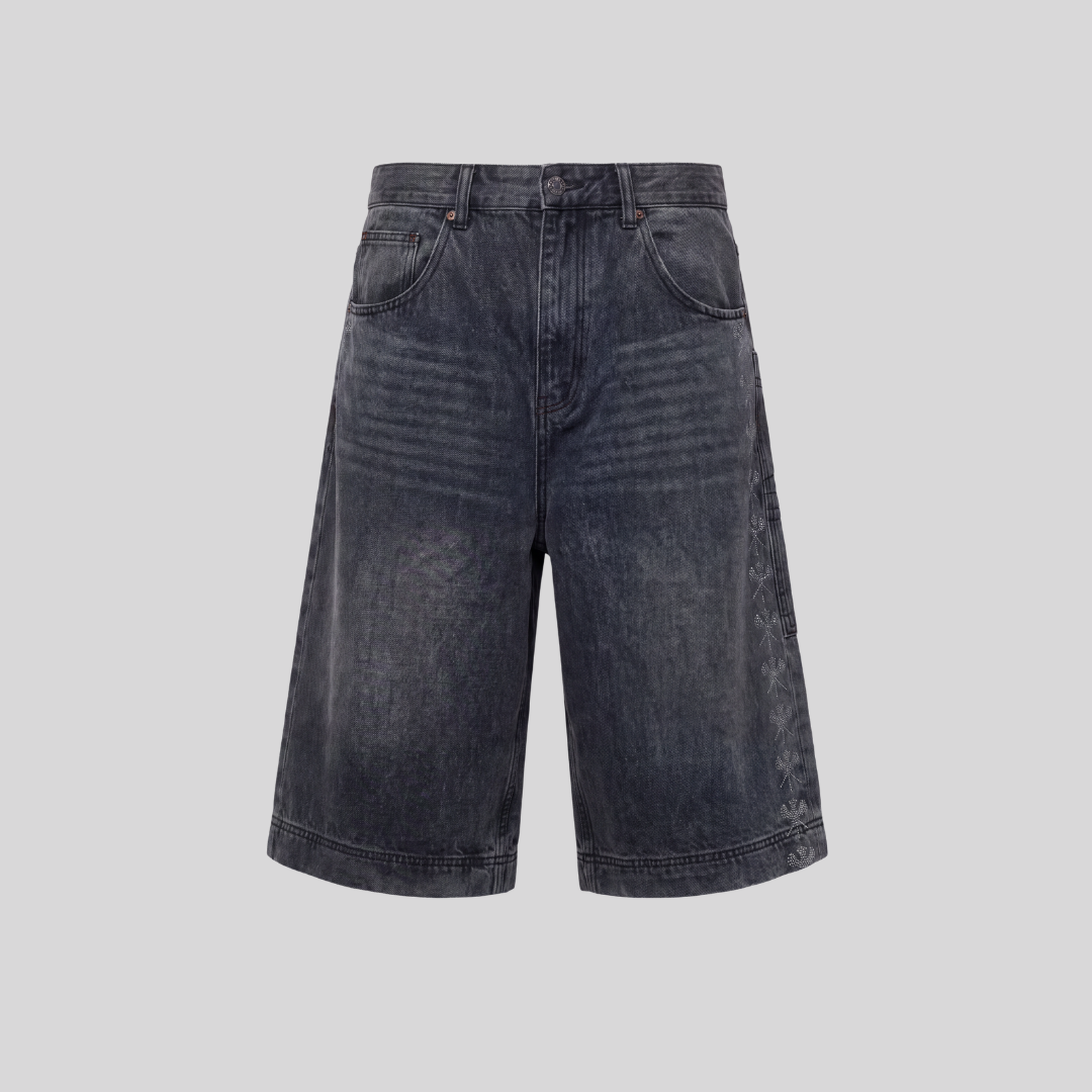 DENIM JORTS WASHED BLACK