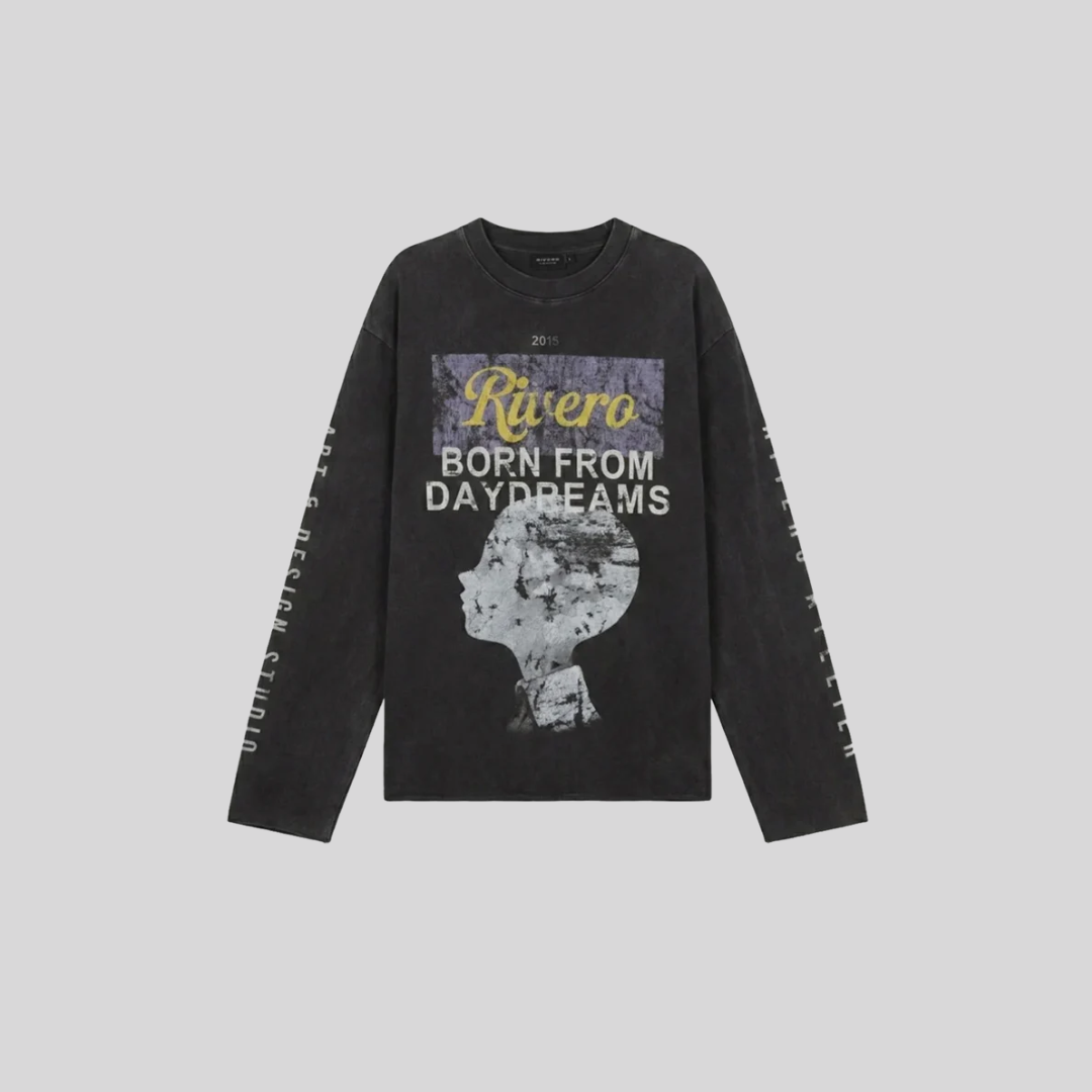 DAYDREAMS RAW EDGE LONGSLEEVE BLACK RIVERO