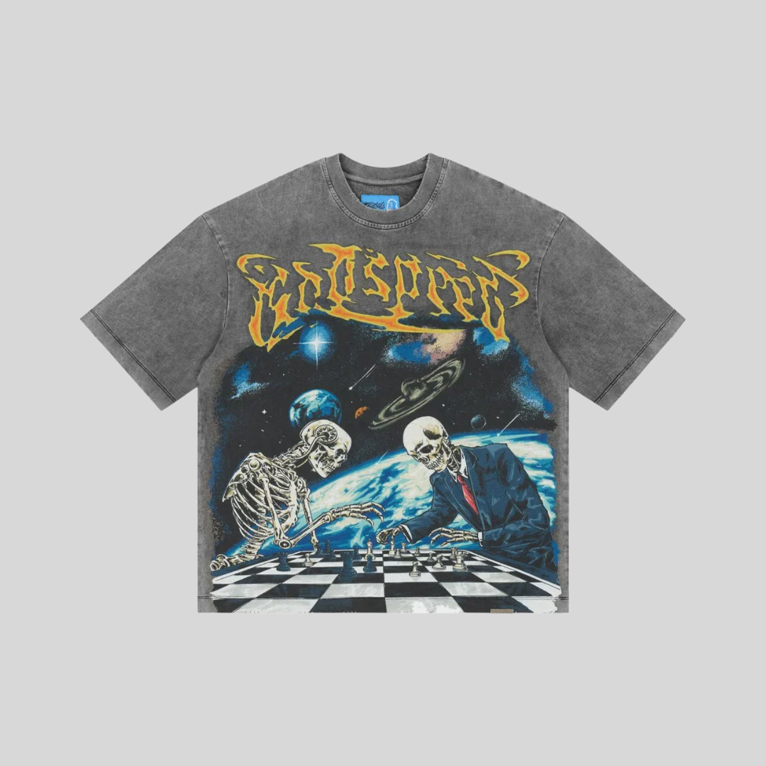 CHECKMATE II T-SHIRT GREY WASH GODSPEED