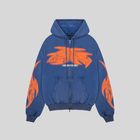VIVID WASHED BLUE ZIP UP HOODIE GODMADE