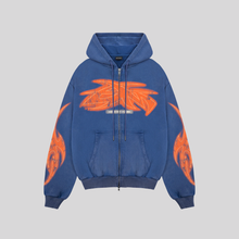 VIVID WASHED BLUE ZIP UP HOODIE GODMADE