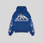 LOGO WASHED BLUE ZIP UP HOODIE GODMADE