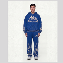 LOGO WASHED BLUE ZIP UP HOODIE GODMADE