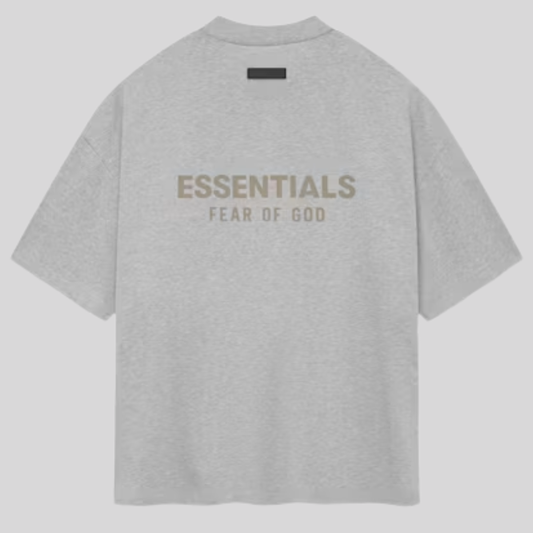 SS24 V-NECK TEE LIGHT HEATHER GREY ESSENTIALS