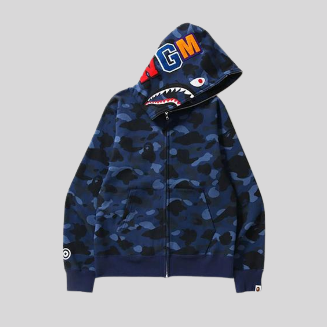 BAPE COLOR CAMO SHARK FULL ZIP HOODIE NAVY BAPE