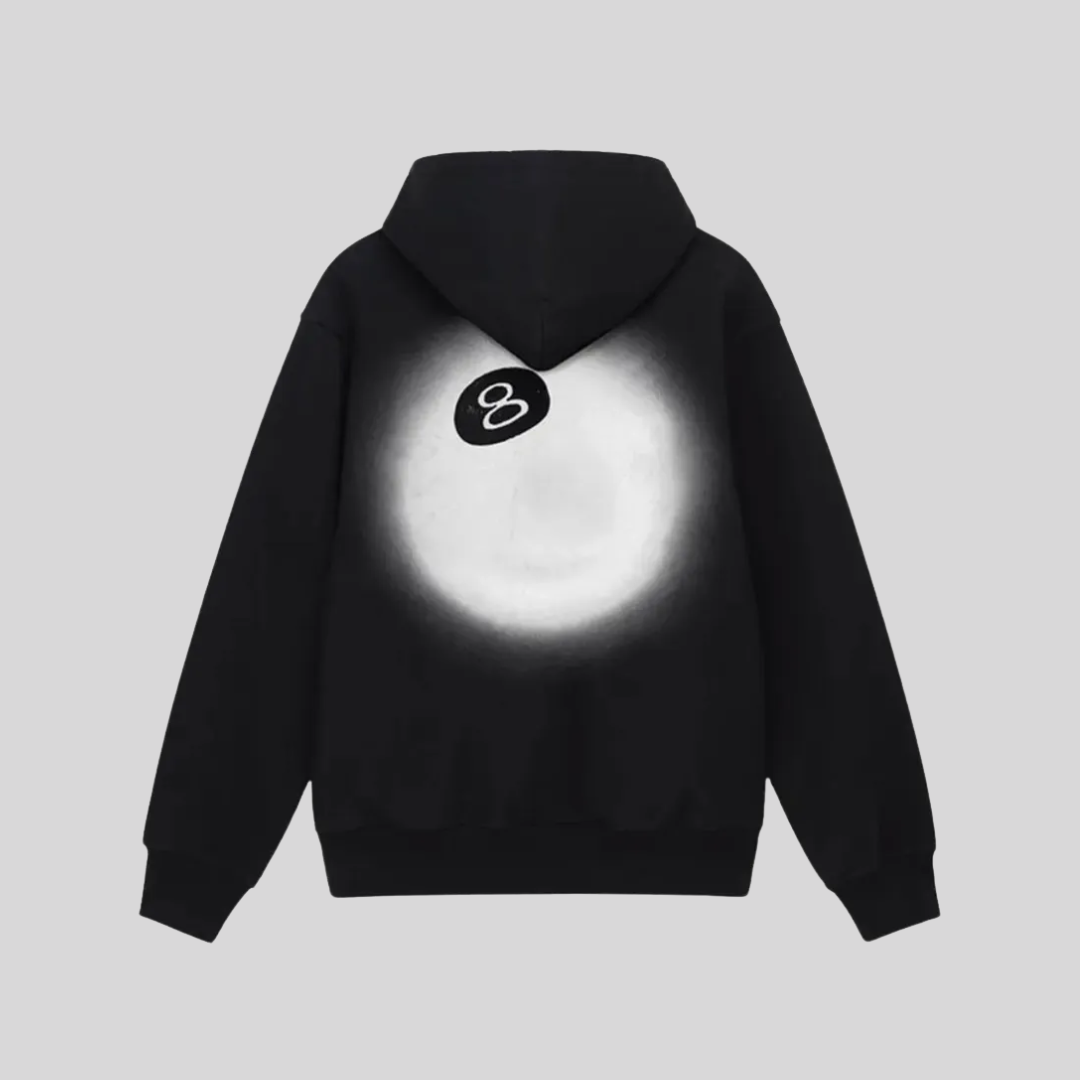 STÜSSY 8 BALL FADE HOODIE BLACK STUSSY