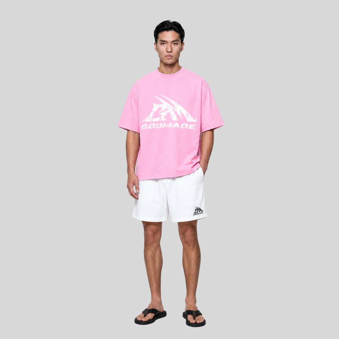 LOGO TEE WASHED PINK GODMADE