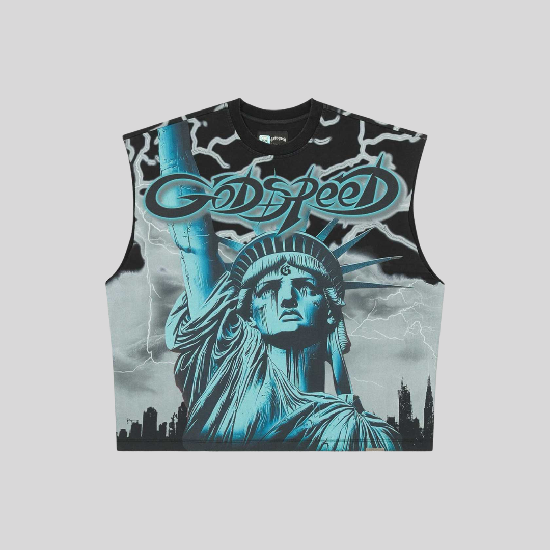 VOLTAGE SLEEVELESS T-SHIRT GREY GODSPEED